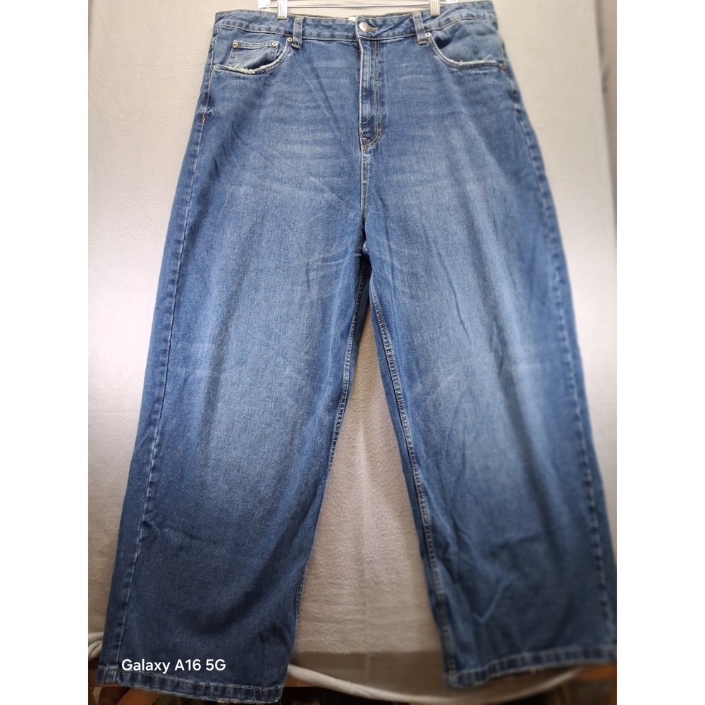 UH Denim Jeans Women Super‎ Baggy Pockets Y2k Wide Leg High Rise Size 38